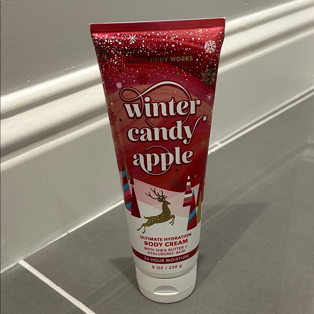 Bath & Body Works Winter Candy Apple Body Cream - Red and White